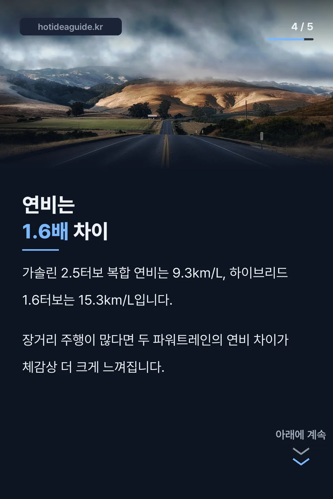 가솔린과 하이브리드 연비 차이