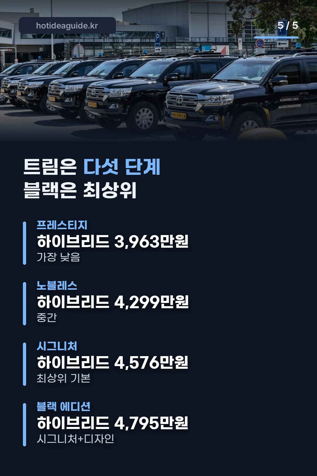 트림 다섯 단계 가격
